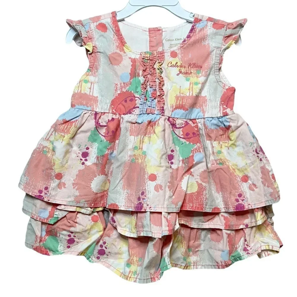 Calvin Klein Jeans Multi-Color Tiered Dress in Size Kids Size 4T - Picture 1 of 9